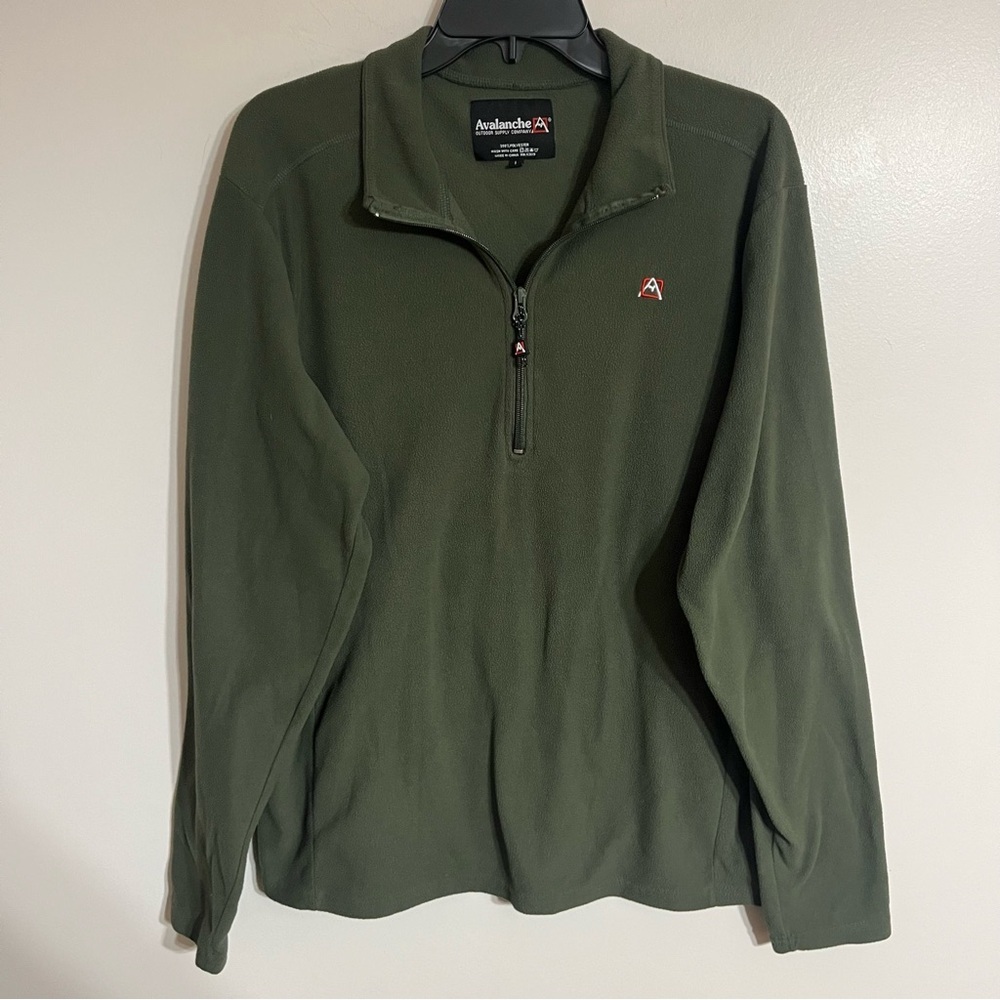 Men's Avalanche‎ Long Sleeve Quarter Zip Fleece Jacket Size Large Green